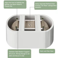 51" Acrylic Freestanding Soaking Tub with Flexible Drain Hose, Bathtub with Adjustable Leveling Feet, 51" L x 27.5" W x 23" H, Gloss White(m-5)