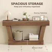 HOMCOM 63 Inch Vintage Console Table, Narrow Entryway Table with Open Shelf for Living Room, Dark Brown(m-5)