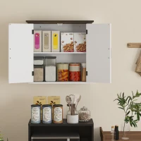 HOMCOM Bathroom Wall Cabinet, Farmhouse Medicine Cabinet Wall Mounted with 2 Doors and Adjustable Shelf, White(m-9)