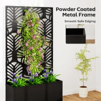 Outsunny Metal Garden Bed with Trellis for Climbing Plants, Freestanding or Wall Mounted Flower Bed for Garden, Patio, Balcony(m-7)