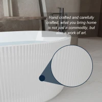 67" Freestanding Soaking Tub with Vertical Pleated Exterior, Bathtub with Chrome Pop-Up Toe-Tap Drain, 67" L x 31.5" W x 23" H, Gloss White(m-12)