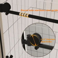 Frameless Sliding Shower Door with Smooth Quiet Stainless Steel Rollers & Round Tracks, Panel for Bathroom, 60" L x 0.5" W x 60" H, Matte Black(m-5)