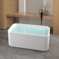 59" Rectangle Freestanding Acrylic Soaking Tub with High-Gloss Surface, Bathtub with Pop-Up Drain, 59" L x 29.5" W x 23" H, Gloss White(m-1)