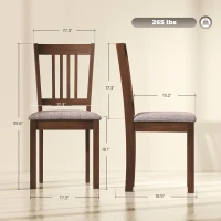 HOMCOM Modern Dining Chairs Set of 2, Linen Upholstered Kitchen Chairs with Rubberwood Legs for Dining Room, Living Room, Brown(m-3)