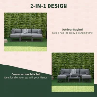 Outsunny 6 Pieces Patio Furniture Set, Space-Saving Sectional Outdoor Daybed with Aluminum Frame and Thickened Cushions, Grey(m-4)