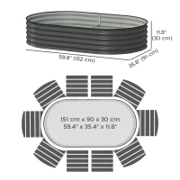 Outsunny 5' x 3' x 1' Large Outdoor Planter Box, Galvanized Raised Garden Bed with Metal Plant Stake, Dark Grey(m-3)