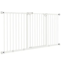 PawHut 30 Inch Tall Pet Gate with Door Dog Gate and Barrier Indoor for Stairs Includes 7", 8", 12" Extensions Kit(m-2)