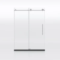 Frameless Shower Door with Stainless Steel Hardware, Support Bar, Bathroom Door with Waterproof Seals, 60" L x 0.5" W x 76" H, Brushed Nickel(m-2)