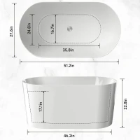 51" Acrylic Freestanding Soaking Tub with Flexible Drain Hose, Bathtub with Adjustable Leveling Feet, 51" L x 27.5" W x 23" H, Gloss White(m-3)
