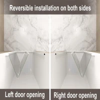 30" Bi-Fold Shower Door with Explosion-Proof Film and Tempered Glass, Bathroom Door with Stainless Steel Handle, 30" L x 0.5" W x 72" H, Chrome(m-9)