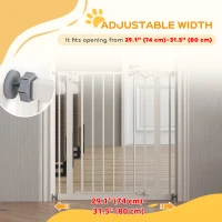 PawHut 30 Inch Tall Pet Gate with Door Dog Gate and Barrier Indoor for Stairs, Pressure-Mounted Safety Gate, White(m-7)