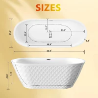 Freestanding Acrylic Bathtub with Spacious Oval Shape and Anti-Bacterial High-Gloss Finish, Tub for Bathroom, 67" L x 31.5" W x 23" H, Gloss White(m-3)