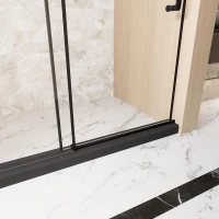 Frameless Shower Door with Anti-Shatter Safety Film and Bottom Water-Blocking Strip, Panel for Bathroom, 60" L x 0.5" W x 76" H, Matt Black(m-10)