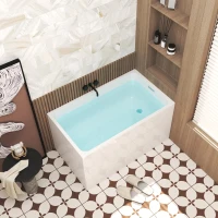 47" Acrylic Freestanding Bathtub with Built-In Seat, Ergonomic Sloping Backrest, Soaking Tub for Bathroom, 47" L x 27.5" W x 25" H, Gloss White(m-10)