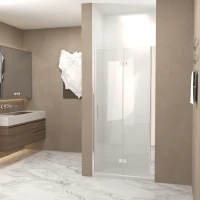 30" Bi-Fold Shower Door with Explosion-Proof Film and Tempered Glass, Bathroom Door with Stainless Steel Handle, 30" L x 0.5" W x 72" H, Chrome(m-1)