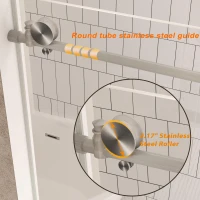 Frameless Shower Door with Anti-Shatter Safety Film and Bottom Water-Blocking Strip, Panel for Bathroom, 60" L x 0.5" W x 76" H, Brushed Nickel(m-5)