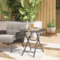 Outsunny Patio Table, Folding Coffee Table with Tempered Glass Tabletop, Portable Bistro Table for Patio, Backyard(m-8)