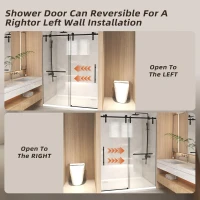 Sliding Shower Door with Waterproof Seals and Tempered Glass, Bathroom Door with Towel Bar Handle, 60" L x 0.5" W x 76" H, Matte Black(m-8)