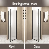 Pivot Shower Door with Safety Film and Tempered Glass, Bathroom Door with Stainless Steel Handle, 30" L x 0.5" W x 72" H, Matte Black(m-5)