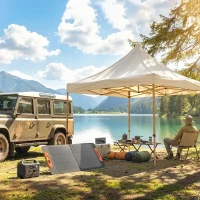 HOMCOM 100W Portable Solar Panel, Foldable Solar Charger with USB-A & USB-C Fast Charging Output, IP67 Waterproof(m-10)