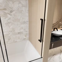 Frameless Sliding Shower Door with Smooth Quiet Stainless Steel Rollers & Round Tracks, Panel for Bathroom, 60" L x 0.5" W x 60" H, Matt Black(m-11)