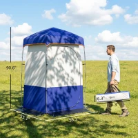 Outsunny Camping Shower Tent, Portable Privacy Shelter with Solar Shower Bag, Removable Floor and Carrying Bag, Blue(m-3)