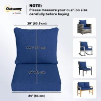 Outsunny Outdoor Chair Cushions Set of 4, Fade Resistant Patio Chair Cushions for Outdoor Furniture, 24" x 24", Navy Blue(m-3)