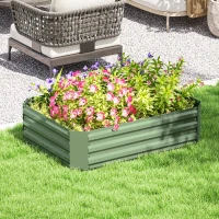 Outsunny Galvanized Raised Garden Bed, 4' x 3' x 1' Outdoor Metal Planter Box, Raised Bed for Growing Flowers Herbs, Dark Green(m-1)