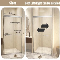 Double Sliding Shower Door with Explosion-Proof Safety Film, Durable Aluminum Panel for Bathroom, 54" L x 0.5" W x 72" H, Brushed Nickel(m-3)