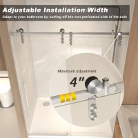 60" Sliding Shower Door with Waterproof Seals and Tempered Glass, Bathroom Door with Towel Bar Handle, 60" L x 0.5" W x 76" H, Brushed Nickel(m-4)