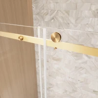 Frameless Shower Door with Anti-Shatter Safety Film and Bottom Water-Blocking Strip, Panel for Bathroom, 60" L x 0.5" W x 76" H, Brushed Gold(m-10)