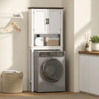 HOMCOM Over The Toilet Storage, Bathroom Cabinet Over Toilet with Open Shelf and Adjustable Bottom Bar, White(m-10)