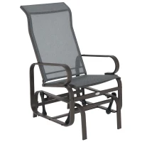 Outsunny Patio Glider with Breathable Mesh Fabric, Outdoor Glider Chair, Garden Rocking Gliding Seat for Patio, Yard, Porch, Brown/Grey(m-2)