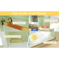 Frameless Double Sliding Shower Door with Silent Rollers, Bathroom Door with Square Tube Track, 60" L x 0.5" W x 74" H, Brushed Gold(m-10)