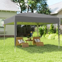 Outsunny 10 x 10ft Folding Pop Up Tent Outdoor Gazebo Canopy with Carrying Bag, Grey(m-8)