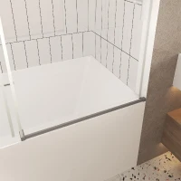 Frameless Sliding Shower Door with Smooth Quiet Stainless Steel Rollers & Round Tracks, Panel for Bathroom, 60" L x 0.5" W x 60" H, Brushed Nickel(m-12)