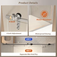Sliding Shower Door with Waterproof Seals and Tempered Glass, Bathroom Door with Towel Bar Handle, 60" L x 0.5" W x 66" H, Brushed Nickel(m-7)
