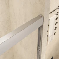 Double Sliding Shower Door with Explosion-Proof Safety Film, Stainless Steel Long Handle, Panel for Bathroom, 60" L x 0.5" W x 60" H, Brushed Nickel(m-12)