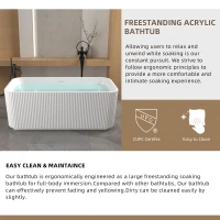 59" Rectangle Freestanding Acrylic Soaking Tub with High-Gloss Surface, Bathtub with Pop-Up Drain, 59" L x 29.5" W x 23" H, Gloss White(m-7)