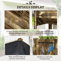 Outsunny Wooden Raised Garden Plant Stand Outdoor Tall Flower Bed Box with Hooks, 48" x 24" x 32", Carbonized(m-5)