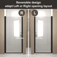 36" Pivot Shower Door with Protective Safety Film and Raised Water-Stop Strip, Swinging Panel for Bathroom, 36" L x 0.5" W x 72" H, Matte Black(m-6)