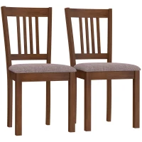 HOMCOM Modern Dining Chairs Set of 2, Linen Upholstered Kitchen Chairs with Rubberwood Legs for Dining Room, Living Room, Brown(m-11)