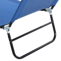 Outsunny Outdoor Folding Lounge Chair, Steel Tanning Chair with Reclining Back, Breathable Mesh for Beach, Yard, Patio, Blue(m-7)