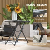 Outsunny Patio Table, Folding Coffee Table with Tempered Glass Tabletop, Portable Bistro Table for Patio, Backyard(m-7)