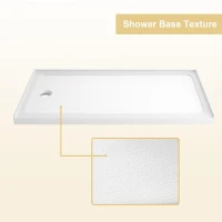 32" x 60" Acrylic Shower Base with Rigid No-Flex Construction, 3-Wall Alcove Shower Pan with Left Drain, 60" L x 32" W x 3" H, Gloss White(m-5)