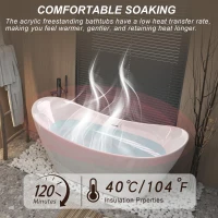 59" Freestanding Acrylic Tub with Adjustable Leveling Feet, Bathtub with Pop‑Up Drain & Chrome Overflow, 59" L x 29.5" W x 26" H, Gloss White(m-4)