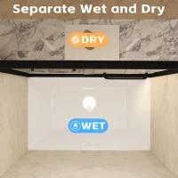 Double Sliding Shower Door with Explosion-Proof Safety Film and Stainless Steel Long Handle, Panel for Bathroom, 60" L x 0.5" W x 60" H, Matt Black(m-8)