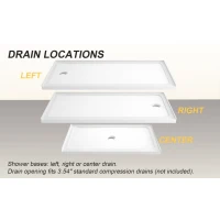 32" x 60" Acrylic Shower Base with Rigid No-Flex Construction, 3-Wall Alcove Shower Pan with Left Drain, 60" L x 32" W x 3" H, Gloss White(m-10)