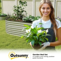 Outsunny 5 x 2.5 x 2 ft Galvanized Raised Garden Bed, Easy DIY Oval Planter Box with Safety Edging and Gloves, Silver(m-10)