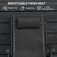 Outsunny Folding Zero Gravity Chair, 5-Position Adjustable Outdoor Lounge Chair Recliner with Headrest, Black(m-5)